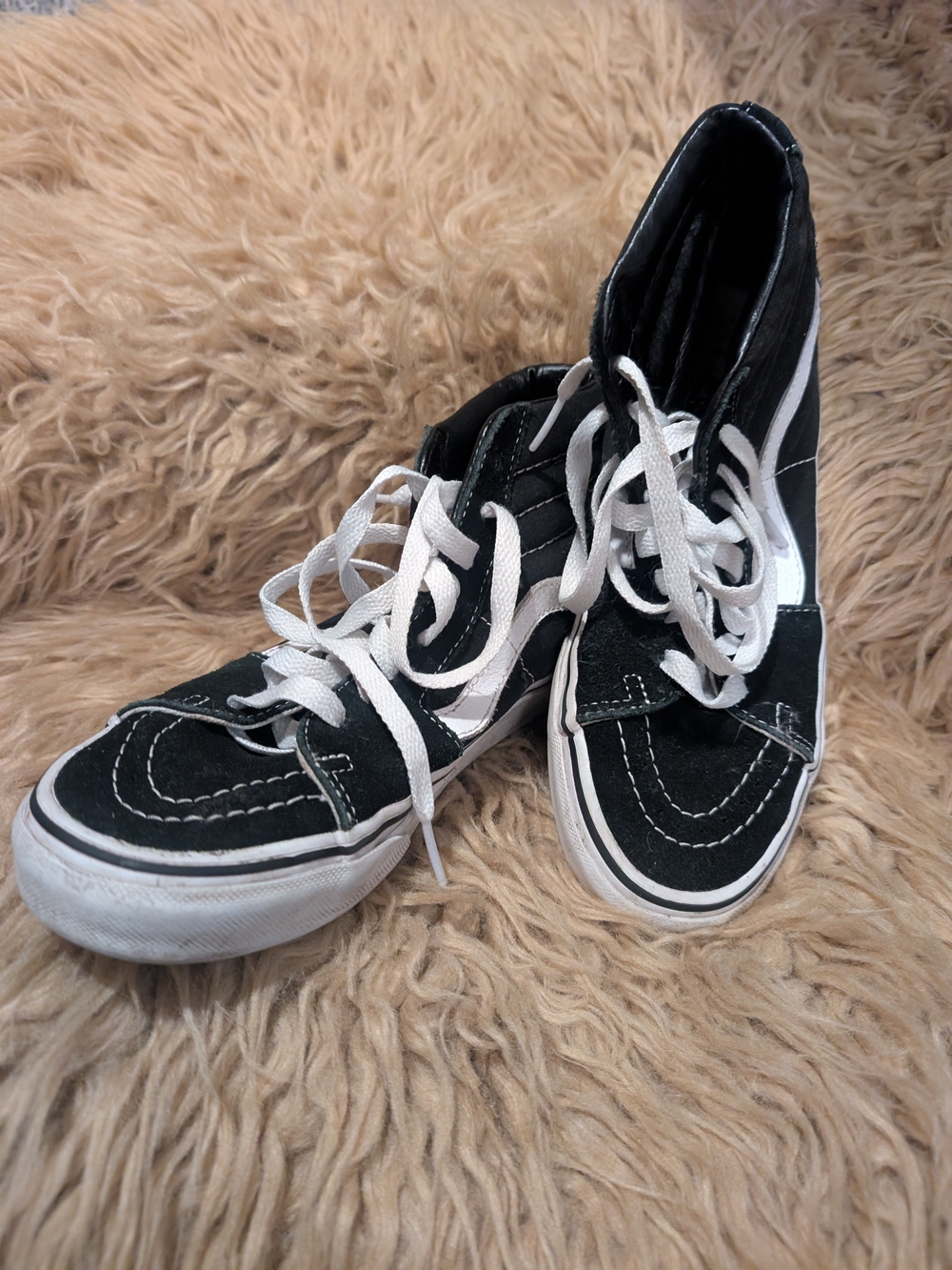 Vans Kids Black and White High-Top Skate Sneakers